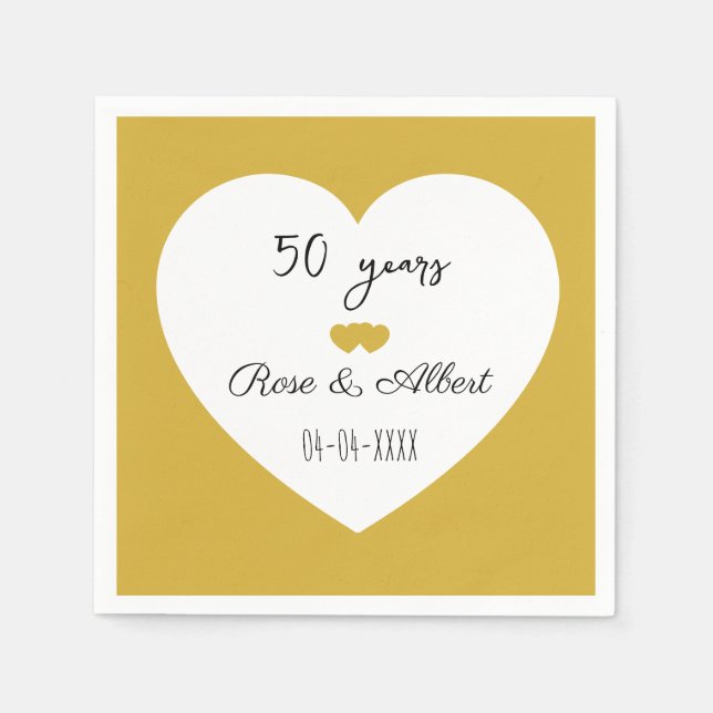 Guardanapo De Papel Golden Wedding, 50 Years of Marriage, Custom  (Frente)