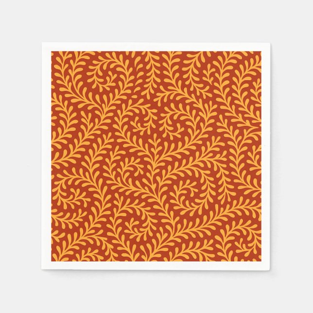 Guardanapo De Papel Golden Yellow Leafy Vine Pattern  (Frente)