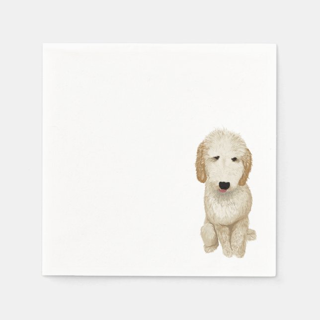 Guardanapo De Papel Goldendoodle Cocktail Napkin - Personalizável (Frente)