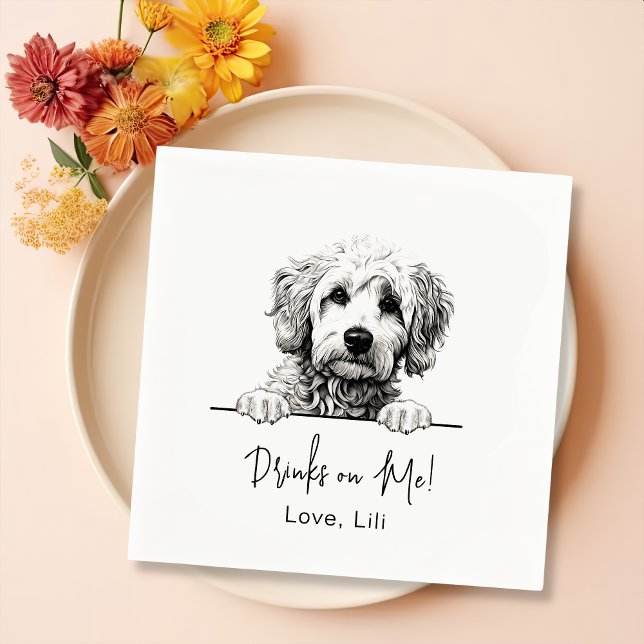 Guardanapo De Papel Goldendoodle Dog Bebidas Personalizadas Em Mim (Criador carregado)