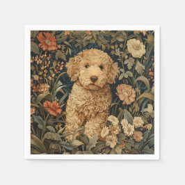 Guardanapo De Papel Goldendoodle Puppy no Jardim do Estilo William Mor