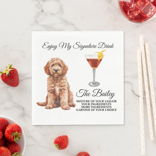 Guardanapo De Papel Goldendoodle Weding Signature Beber Napkins (Insitu)