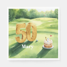 Guardanapo De Papel Golf 50th Birthday for golfer with cake and number