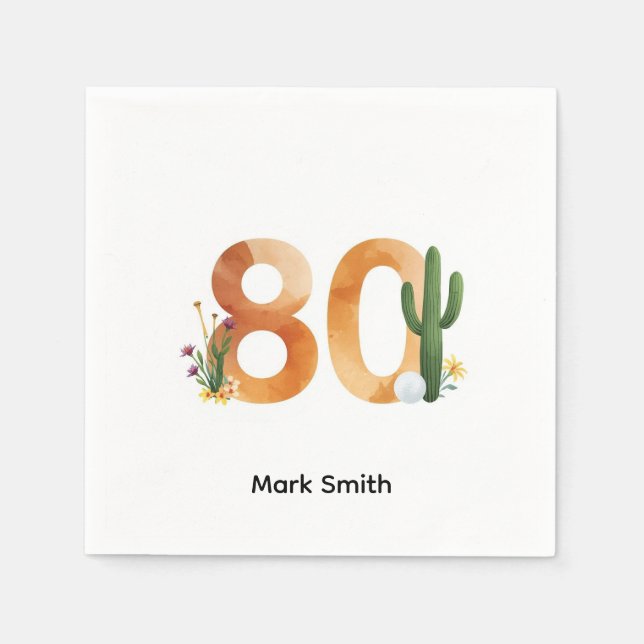 Guardanapo De Papel Golf 80th Birthday with golf ball  Arizona golfer (Frente)