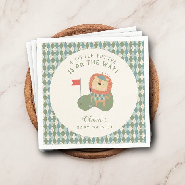 Guardanapo De Papel Golf Baby Shower A Little Putter Preppy Argyle   (A stylish finishing touch for your “Little Putter” golf themed baby shower celebration.)