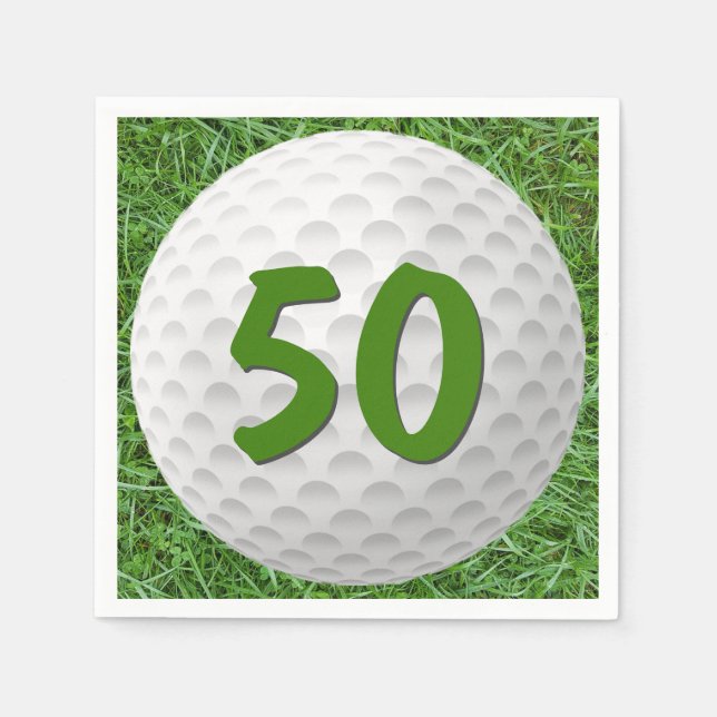 Guardanapo De Papel Golf Ball 50th Birthday Napkins (Frente)