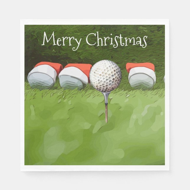 Guardanapo De Papel Golf Ball Christmas com muito golfista de bola (Frente)