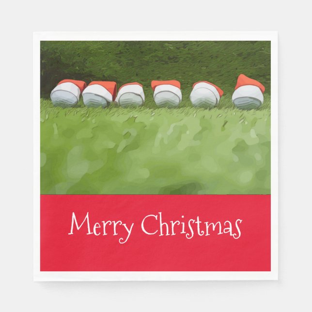 Guardanapo De Papel Golf Christmas Napkin com bola de golfe e Santa Ha (Frente)