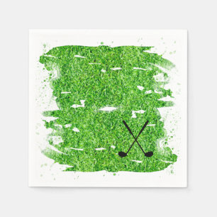Guardanapo De Papel Golf Clubs Silhouette Green Grass Engraçado