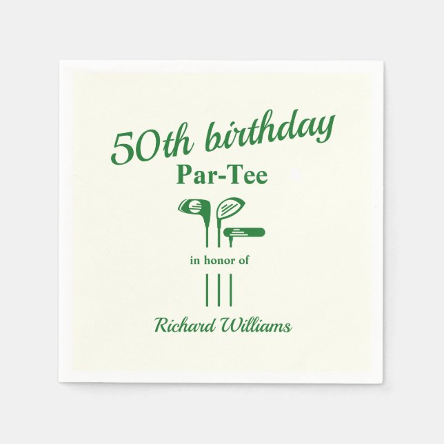 Guardanapo De Papel Golf Clubs Themed Par Tee 50th Birthday Party (Frente)