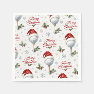Guardanapo De Papel Golf Feliz Natal com Chapéu de Papai Noel