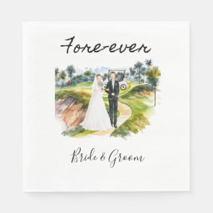 Guardanapo De Papel Golf Fore Ever com Noiva e Casamento de Noiva