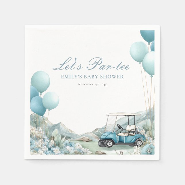Guardanapo De Papel Golf Let's Par-tee Blue Baby Shower (Frente)