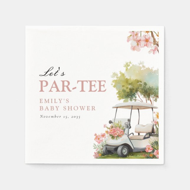 Guardanapo De Papel Golf Let's Par-tee Girl Baby Shower (Frente)