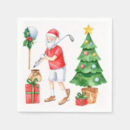 Guardanapo De Papel Golf Merry Christmas with Santa Claus Golfing