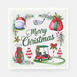 Guardanapo De Papel Golf Natal com o tema Golfer Watercolor Holiday