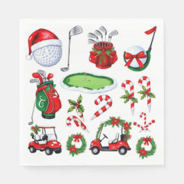 Guardanapo De Papel Golf Natal com o tema Golfer Watercolor Holiday