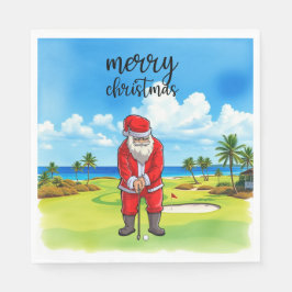 Guardanapo De Papel Golf Papai Noel joga golfe no Natal