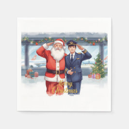 Guardanapo De Papel Golf Pilot & Santa celebrate Christmas in Airport