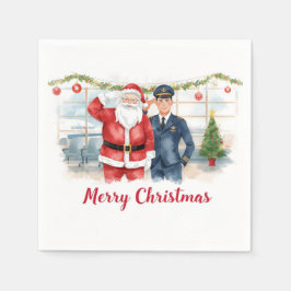 Guardanapo De Papel Golf Pilot & Santa celebrate Christmas in Airport