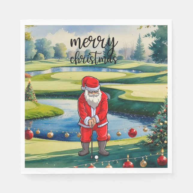 Guardanapo De Papel Golf Santa Claus is golfing on Christmas (Frente)