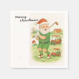 Guardanapo De Papel Golf Santa Claus jogando no Natal