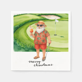 Guardanapo De Papel Golf Santa Claus jogando no Natal
