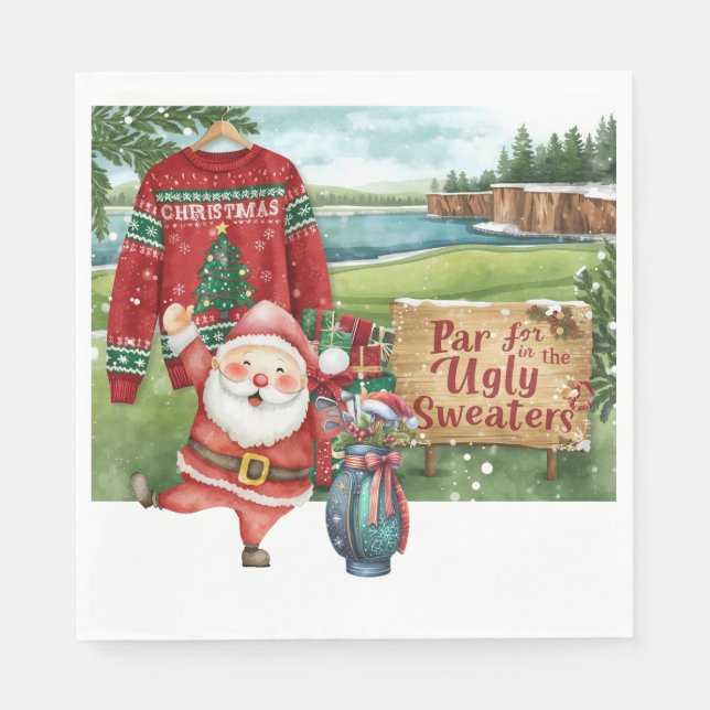 Guardanapo De Papel Golf Ugly Sweater Christmas Party  (Frente)