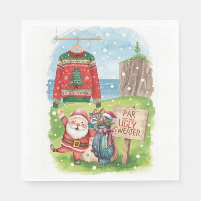 Guardanapo De Papel Golf Ugly Sweater Christmas Party  (Frente)