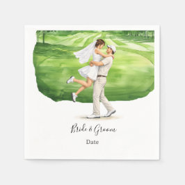 Guardanapo De Papel Golf wedding Birde and Groom on Putting Green