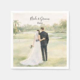 Guardanapo De Papel Golf wedding Birde and Groom on Putting Green