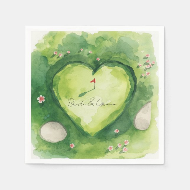 Guardanapo De Papel Golf wedding heart shaped golf course (Frente)