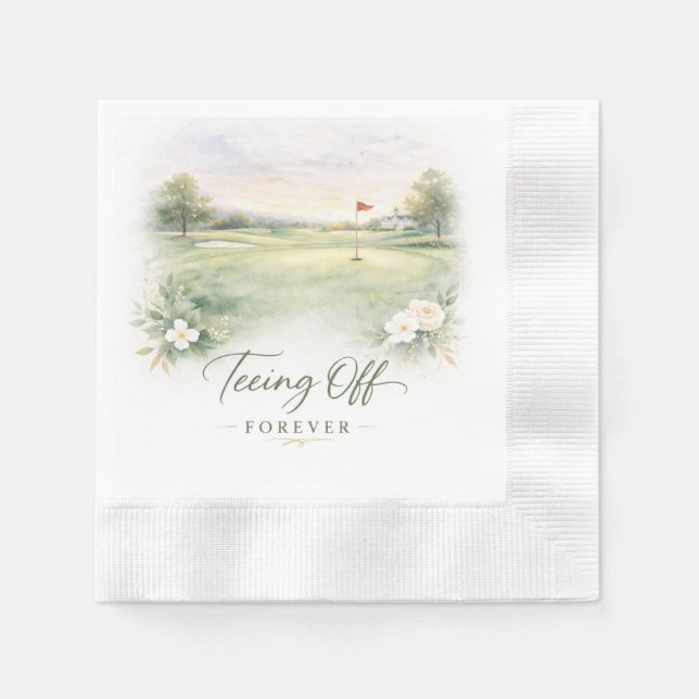 Guardanapo De Papel Golf Wedding Napkins | Teeing Off Forever Country  (Frente)