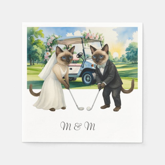 Guardanapo De Papel Golf Wedding themed for Cat Lovers (Frente)