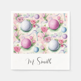 Guardanapo De Papel Golfe em rosa com tema de flores para o Dia das Mã