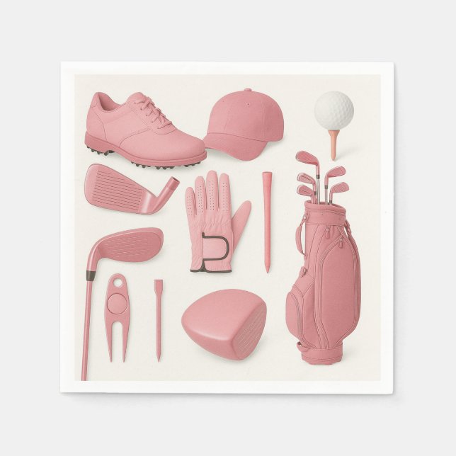 Guardanapo De Papel Golfe em tema rosa para dama-golfe (Frente)