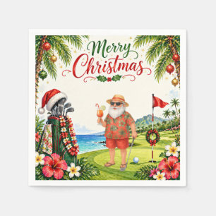 Guardanapo De Papel Golfe Feliz Natal com Papai Noel