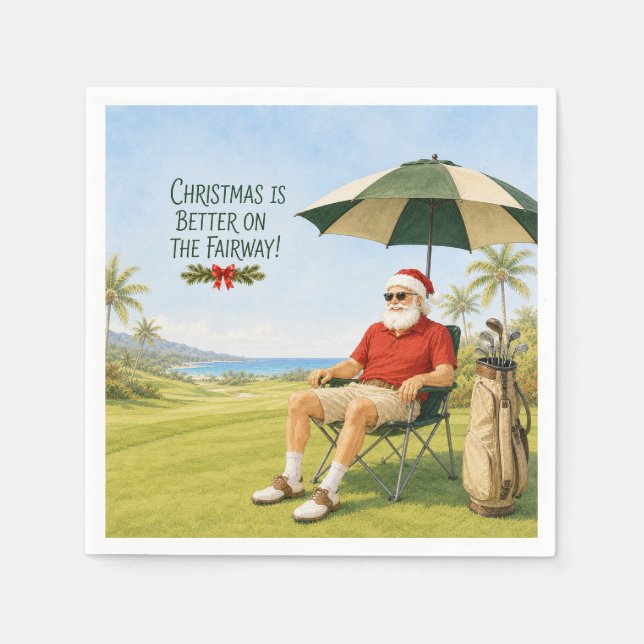 Guardanapo De Papel Golfe Feliz Natal com Papai Noel (Frente)