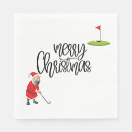 Guardanapo De Papel Golfe Feliz Natal com Papai Noel e bandeira