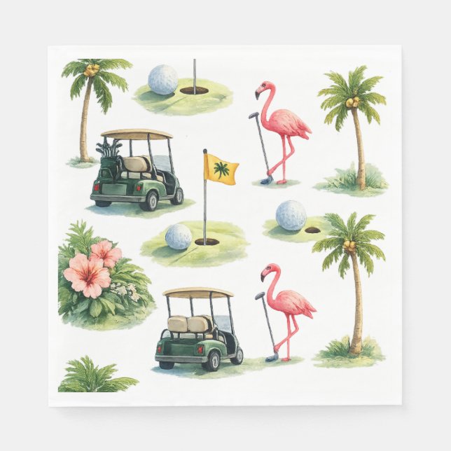 Guardanapo De Papel Golfe Flórida temático com flamingo (Frente)