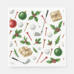 Guardanapo De Papel Golfe Natal temido com presentes de bola para golf