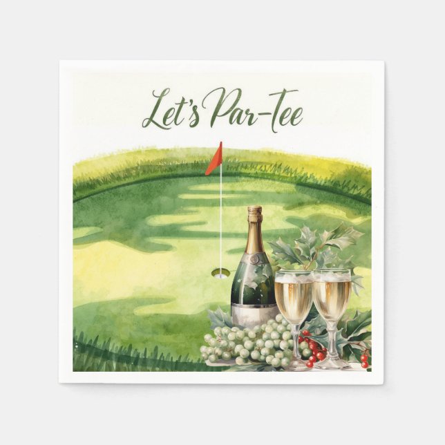 Guardanapo De Papel Golfe Vamos Par tee com bandeira de golfe no verde (Frente)