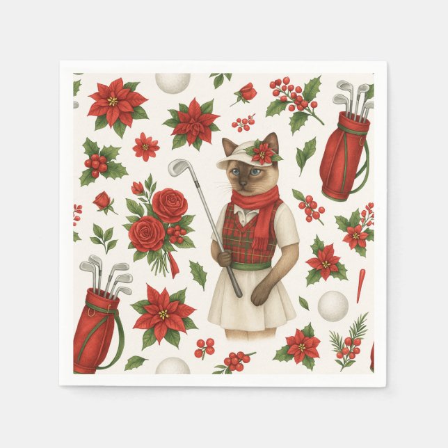 Guardanapo De Papel Golfer Christmas temido com equipamento de golfe (Frente)