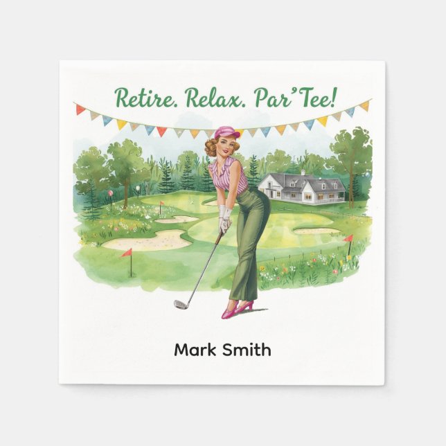 Guardanapo De Papel Golfer de aposentadoria no campo de golfe (Frente)