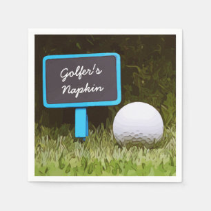 Guardanapo De Papel Golfer Napkin com bola de golfe sobre grama verde