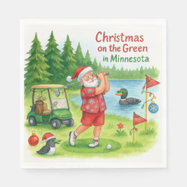 Guardanapo De Papel Golfer Santa Claus Golfing no Minnesota on Green