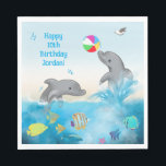 Guardanapo De Papel Golfinho Voleibol Diversão Sob O Mar<br><div class="desc">Traga a diversão do oceano para a mesa com a diversão de vôlei de golfinho debaixo do mar Napkins! Apresentando golfinhos jogando vôlei como um relógio colorido de peixe abaixo, esses fraldos vibrantes adicionam energia a qualquer festa de aniversário do mar ou de piscina de verão. Um salto perfeito de...</div>