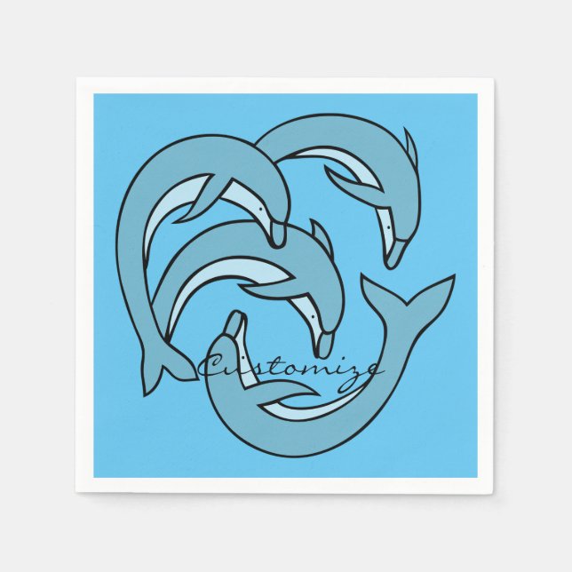 Guardanapo De Papel Golfinhos Azuis circulando Thunder_Cove (Frente)