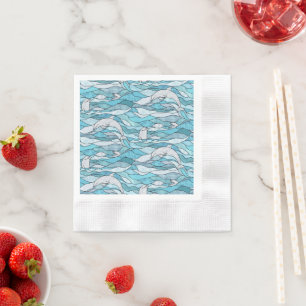 Guardanapo De Papel Golfinhos De Vidro Arrefecidos Do Oceano Azul
