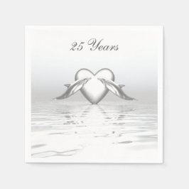 Guardanapo De Papel Golfinhos e Coração do Aniversário de Prata